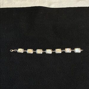 Sterling Silver Bracelet with Iridescent Mother of Pearl Accents